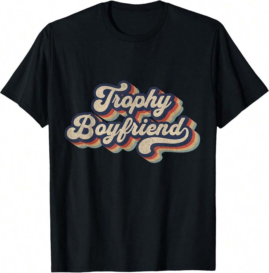 Unisex Trophy Boyfriend Lustiges Retro-Design Lässiges Oberteil für Männer und Frauen - Schwarz - Übersicht 1