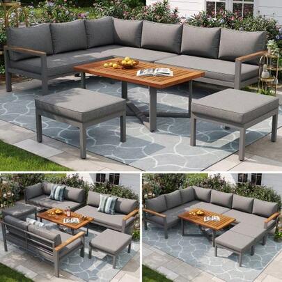 Garden Lounge Set For 7-8 People, Garden Furniture, Garden Furniture Set For Garden, Balcony, Terrace, Weatherproof Seating Group Dining Group, Modern Garden Furniture Set, Garden Furniture Set With Galvanized Iron Frame