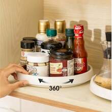 360° Rotating Multi-Function Condiment Storage Tray - Space-Saving Multi-Functional Storage Solution, Suitable For Kitchen Countertop, Pantry, Bathroom And Bedroom, Durable And Combines Modern Home Decor With Storage Function - Black - View 10