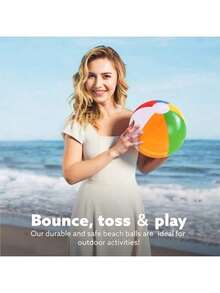 1/2/3/4/5/6 Pack 12 Inch Inflatable Beach Balls, Bulk Rainbow Beach Balls For Adults, Summer Pool Toys, Beach Party Supplies, Swimming Pool Balls - Multicolor - View 4