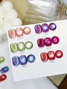 12ml 2026 Seasonal Dazzling Rainbow Fruit-Colored Light Dopamine Dual-Light Purple-Blue Light Skin-Tone Crystal Glass Bead Whitening Icy Transparent Light Gold Cat-Eye Gel Nail Polish. Nail Art Salon And Beauty Care, Long-Lasting With UV Lamp. - Multicolor - View 5