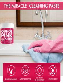 Pasta de limpieza suave multiusos, elimina la grasa pesada en la cocina, limpiador universal en balde rosa. Nuestro polvo de limpieza en balde rosa contiene surfactantes. Puede eliminar rápidamente las manchas y hacer que su cocina luzca como nueva. - De Estado sólido - Ver 8