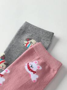 4 pares de calcetines tipo tripulación con estampado de cachorros lindos para mujeres, calcetines minimalistas de moda hasta el tobillo, calcetines de jacquard con dibujos animados personalizados, suaves y cómodos, adecuados para la familia, reuniones, regalos, uso diario en todas las estaciones, esenciales escolares, colores aleatorios - Multicolor - Ver 8