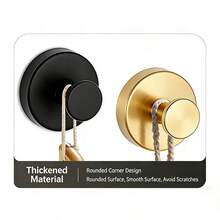 Conjunto de 2 ganchos de ventosa em aço inoxidável para banheiro, ideais para pendurar toalhas em janelas, portas de vidro e paredes. Fácil instalação sem danificar as paredes. Perfeitos para toalhas e roupas. Acabamento fosco durável. Ideais para casa, hotel, escritório, banheiro, cozinha e quarto. Cor dourada. - Multicolorido - Ver 4