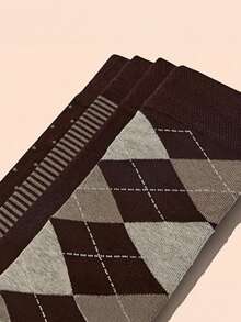 1/4 đôi tất nam công sở, tất cotton dài đến bắp chân, họa tiết sọc và hình thoi, kiểu dáng châu Âu và Mỹ, thoáng khí, phù hợp mọi mùa, chủ đề World Cup - Nhiều màu - Xem 6