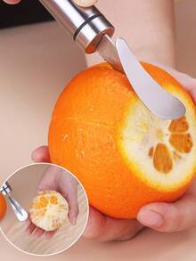 1 cái, Dụng cụ gọt vỏ cam, Dụng cụ gọt vỏ cam bằng thép không gỉ, Dụng cụ gọt vỏ chanh đơn giản, Dụng cụ cắt sáng tạo, Dụng cụ gọt vỏ cam có tay cầm cong, Dụng cụ chế biến rau củ quả, Dụng cụ nhà bếp cho nhà hàng - A - Xem 8