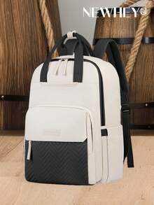 NEWHEY Sac à dos pour ordinateur portable pour hommes 15,6 pouces, sac à dos de travail et de voyage imperméable pour hommes, grand sac à dos matelassé pour l'université avec port de charge USB, anti-vol, sacs informatiques décontractés pour enseignants et infirmiers - Noir et Blanc - Voir 8