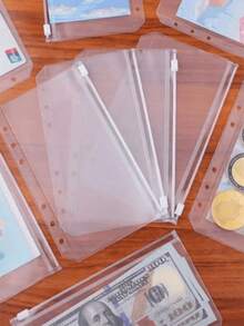 A5, A6, A7 Size PVC Transparent File Folders, High Clarity And Durable, Zipper Design For More Storage, Suitable As Accounting Bag, Stationery Bag, Envelope, Card Holder For School And Home Office,Back To School - Transparent - View 9