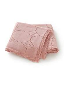 Chăn em bé dệt kim dùng được cả bốn mùa, chăn xe đẩy 100% cotton, khăn quấn cho trẻ sơ sinh, chăn trẻ em, đồ dùng cho bé - Hồng - Xem 9