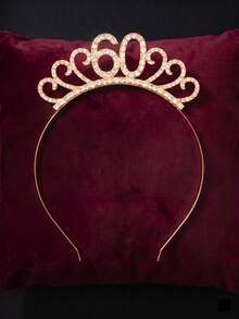 2 Peças Conjunto de Acessórios para o 30º Aniversário, Tiara de Cristal Dourada e Faixa Preta com Glitter e Alfinete de Pérola para Festa de 30 Anos Dela - Visão 13