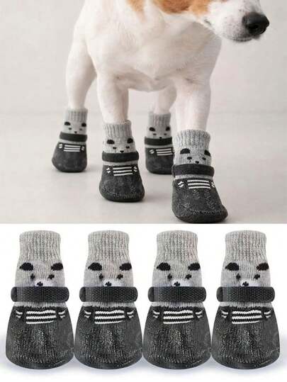 4pcs Waterproof Non-Slip Pet Socks & Shoes, Durable Outdoor Paw Protectors For Dogs & Cats, Anti-Slip & Stain-Resistant Booties For Rainy Days & Outdoor Activities, Outdoor Foot Mats For Dogs And Cats