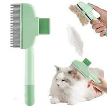 2 Pack Pet Hair Removal Comb With Release Button For Cats And Dogs, De-Shedding Brush With Long & Short Stainless Steel Teeth For Efficient Hair Removal - 查看 1