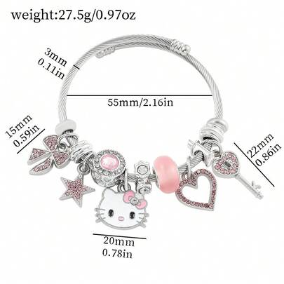 1 Set Kitty Cartoon Rhinestone Necklace & Bracelet Set, Cartoon Cat & Dog Bracelet, Cute & Fashionable Jewelry, Adjustable Alloy Crafted, Ideal Birthday Gift For Women & Girls, Crystal Beaded Bracelet, Creative Gift For Friends & Partners, Perfect For Valentine's Day, Holidays, Gifts