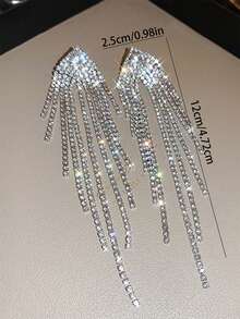 Starry Sparkling Rhinestone Tassel Earrings, Exaggerated Personalized Rhinestone Tassel Necklace, Suitable For Party, Birthday, Wedding Wear - Butterfly - View 5