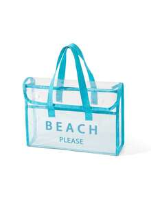 PVC防水“BEACH PLEASE”图案女士沙滩包，透明手提包，果冻包，大号泳池手提包，沙滩、邮轮、旅行必备，适合沙滩、旅行、购物、户外活动、工作、上学和日常使用，独特的生日、节日、派对、母亲节、度假、婚礼、返校礼物 - 彩色 - 查看 15