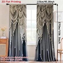 2 piezas Cortinas con estilo de macramé bohemio, impresión plana 2D, resistente a la decoloración, suave y duradera, filtra la luz, de poliéster, lavable, para todas las estaciones, diseño de bolsillo para vara para dormitorio, baño, sala de estar, vestíbulo, oficina, regalo vintage - Multicolor - Ver 18