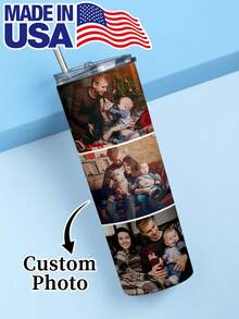 1pc 20oz/600ml Custom Photo Stainless Steel Tumbler, Personalized 1-12 Images Vacuum Insulated Travel Cup With Straw & Brush, Leakproof, 12H Hot/24H Cold, Reusable Hot Cold Drink Mug, Gift For Family Friends Couples, Ideal For Office Gym Outdoor - Multicolor - View 5