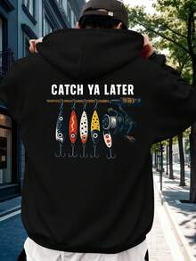 Men's Hoodie - Street Style Sweatshirt, Loose Fit For Daily And Formal Wear, Urban Style, Y2K Pattern Print Design, Durable Material, Casual Top, City Lifestyle - 250g Heavyweight -Lined Hooded Sweatshirt For Winter Warmth - Black - View 7