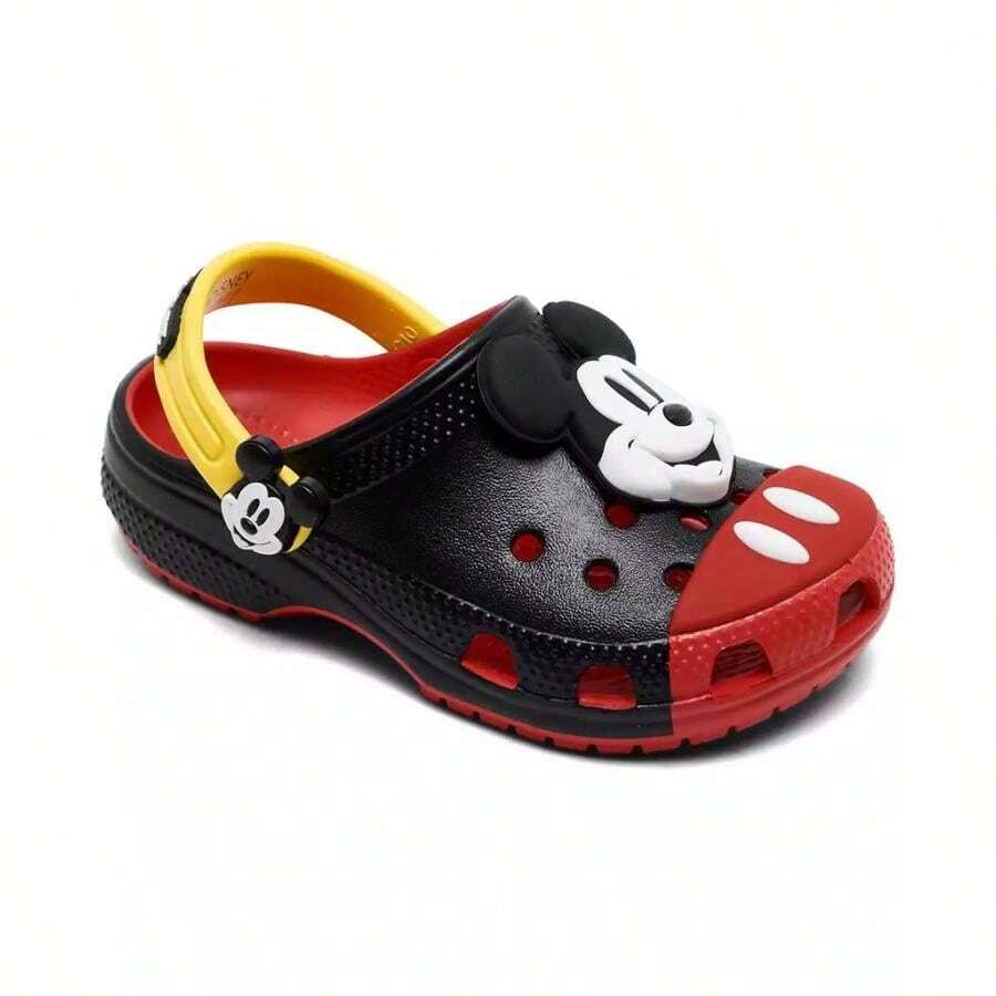 Crocs Zuecos clásicos de Mickey Mouse para niños pequeños de Disney | Sandalias y pantuflas para bebés - Negro/ Rojo/ Amarillo - Ver 1