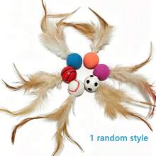 1pc Cat Teaser Wand With Feather & Elastic Ball, Fun Chewing Toy, Cats' Favorite Self-Entertainment & Relaxation Toy - Multicolor - View 13