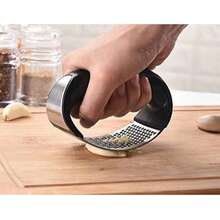 1/2 chiếc dụng cụ ép tỏi bằng thép không gỉ, thiết kế tiện dụng, dụng cụ băm tỏi dễ sử dụng cho gia đình và nhà bếp. - màu đen - Xem 3