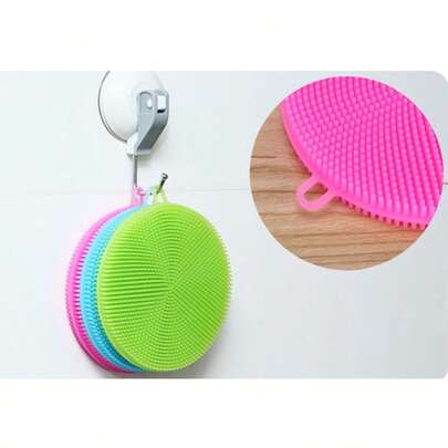 Miếng cọ rửa chén bằng silicon tái sử dụng - Miếng bọt biển hai mặt có tay cầm tiện dụng, bền và dễ vệ sinh, lý tưởng cho nhà bếp và phòng tắm, phụ kiện rửa chén, dụng cụ vệ sinh nhà bếp, đồ dùng nhà bếp hiện đại, đồ dùng nhà bếp bền.