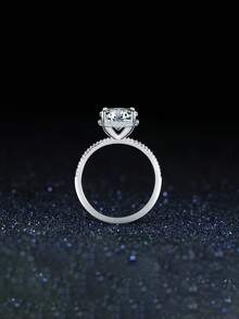 Nhẫn bạc 925 đính mười trái tim đá Zirconia sang trọng, nhẫn cưới thời trang, trang sức đính hôn dành cho nữ. - Bạc - Xem 5