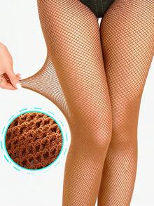 Retro American Sexy Fishnet Tights, High Stretch & Snag-Resistant, Perfect For Dancing - Coffee Brown - View 1