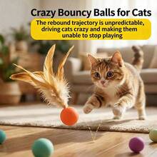1pc Cat Teaser Wand With Feather & Elastic Ball, Fun Chewing Toy, Cats' Favorite Self-Entertainment & Relaxation Toy - Multicolor - View 6