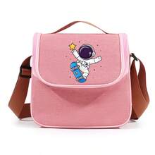 Skateboard Astronaut Printed Lunch Box, Stylish Large Capacity Lunch Bag, Portable Lunch Box With Comfortable Adjustable Shoulder Strap, Safety Zipper Closure, Suitable For Work, Travel, Picnic, Hiking, Beach And Other Occasions. The Perfect Holiday Gift Handbag Choice - Multicolor - View 11