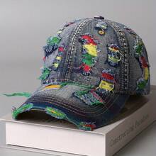 Unisex Vintage Distressed Baseball Cap - Adjustable Snap Closure Korean Style Breathable Washed Casual Outdoor Hat (Decorative Colored Thread Random) - Multicolor-c - View 7