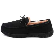 NCCB Men Slippers Moccasins Slippers For Men House Shoes With Warm And Cozy Memory Foam Hard Sole Men's Indoor Outdoor Slippers - 黑色 - 查看 5