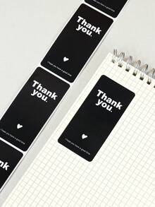 100pcs/Roll Black Thank You Sticker Labels, Rectangular Stickers For Gift Packaging, Handmade, Envelopes, Bottles, Floral Packaging Decor, Decorative Labels, Gift Boxes, Baking Boxes, Candy Gift Bags, Birthday, Baby Shower, Wedding, Party Favor Packaging Stickers, Gift Wrapping Supplies, Party Supplies - Black Thanks - View 7