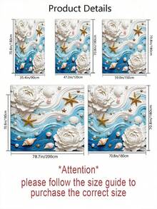 1/4pcs 3D Wave & Starfish Shower Curtain Set, Bathroom Curtains With Carpet, Shell & Pearl Decor, Bathroom Set Includes Shower Curtain And Rug, White Floral Shower Curtain For Toilet Lid - A - View 4