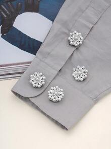 1/2/4pcs 22mm Elegant Rhinestone & Faux Pearl Button Covers For Women, Crystal Button Covers, Detachable Clip On Button Covers, Crystal Fancy Buttons For Clothing, Button Snaps With Pliers Press For Dress Suit Tux Shirt Accessories, Lead Color - Multicolor - View 14
