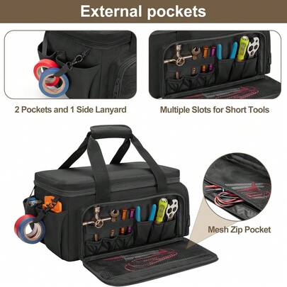 1pc 14-Inch Durable Tactical Tool Bag With Scratch-Resistant Bottom, Electrician's Universal Storage Bag, Sturdy Black Fabric Carrying Case For Repair, Maintenance And Craftsman Use, Perfect Tool Storage Bag, Essential For Tool Organization