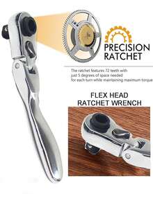 Mini Llave de Trinquete Reversible 1/4" Cabeza Ovalada Compacta de Acero para Espacios Reducidos - A - Ver 5