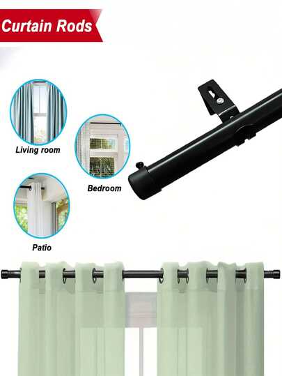 1 thanh treo rèm điều chỉnh được kèm giá đỡ lắp đặt - Thanh treo rèm tắm bằng kim loại phù hợp với cửa sổ lớn, rèm phòng tắm, kiểu dáng tối giản hiện đại, phù hợp cho gia đình và sử dụng thương mại.