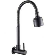 Black Wall-Mounted Faucet, Single Hole Design With Matte Finish - Rotatable And Extendable, Suitable For Kitchen Sink, RV And Bathroom Vanity, Comes With Hose And Stylish Modern Design, Applicable For Global Household Use - Multicolor - View 7