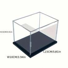 1 pieza Caja de exhibición de acrílico transparente, disponible en múltiples tamaños, caja de exhibición a prueba de polvo de plástico con base negra, adecuada para modelos de autos, figuras de acción, coleccionables, estatuas y exhibición - Caja expositora negra - Ver 26