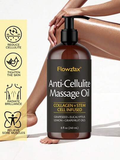 240ml Aceite de masaje corporal refrescante y calmante - Ayuda a reducir la celulitis y mejorar la textura de la piel - Aceite corporal de aromaterapia fresca para piernas y todo el Body, apto para todo tipo de piel