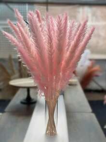 10/20pcs Artificial Cattail Decor, 17.3 Inch Mini Fake Cattail Feather Bouquet, Brown Cattail Decor, Boho Style Room Floral Decor, Wedding Vase Wreath Decor, Bedroom Decor, Boho Wedding Decor, Floor Decor, Ceremony Background Artificial Flower Bouquet, Mother's Day Gift, Birthday Anniversary Gift, DIY Wreath Decor - Pink - View 6