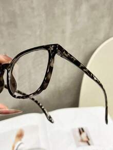 3 Pairs Y2K Style Plastic Geometric Frame Glasses, Women's, Suitable For School, Reading, Or Decorative Wear - Black Leopard Color - 3 Pairs - View 4