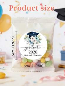 Personalized Floral Graduation Round Decorative Stickers, Customized Name & Year Bachelor Cap Waterproof Stickers, Fashionable Graduation Party Gifts, Applicable For Gift Box, Mug, Notebook - Multicolor - View 10