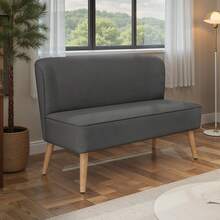 Asofer Divano a 2 posti, divanetto compatto con rivestimento in tessuto di velluto a coste, divano salvaspazio per camera da letto, soggiorno, appartamento, 119x56x78 cm, grigio - Grigio - Visualizzare 2