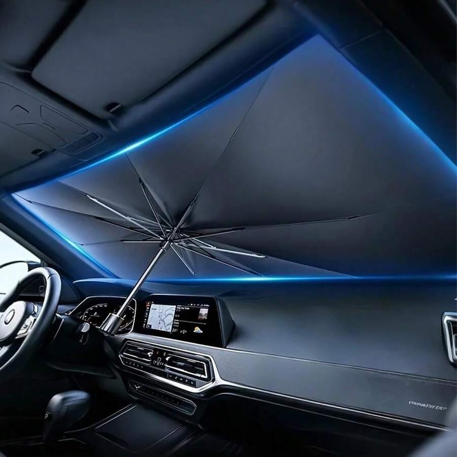 Car Windshield Sunshade, Foldable Windshield Sun Umbrella, Windshield Cooling Umbrella For Daily, Sun Visor, Sunshade Cover, Durable Sun Shade, Sunshade For Car Outside, UV Protective Sunshade - A - View 1