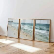 Coastal Beach Landscape Print Set Of 3, Cali Style Wall Art, Coastal Wall Decor, Ocean Wave Poster, Tropical Wall Art, Aerial Print Photography Poster, Neutral Coastal Wall Decor, No Frame - Landscape - View 6