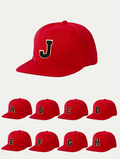 1pc Kids 26 A-Z Letter Adjustable Flat Brim Baseball Cap, Outdoor Sun Ion Casual Hat Suitable For Spring, Autumn, Travel, Beach, Boy, Y2K Style