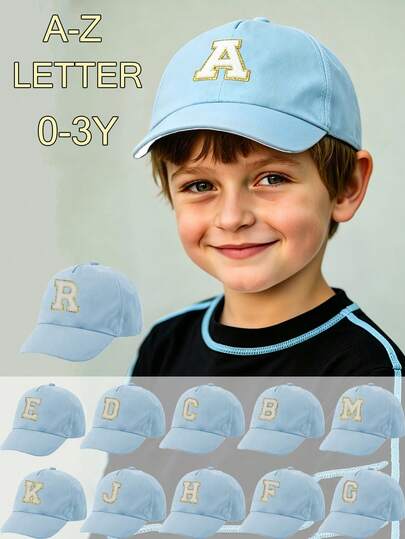 1 Piece Light Blue Adjustable Sun Hat Letter Embroidered Baseball Cap For Toddlers Soft Breathable Sun Protection Hat For Outdoor Play, Nursery, Travel & Daily Casual Aged 0-3Y