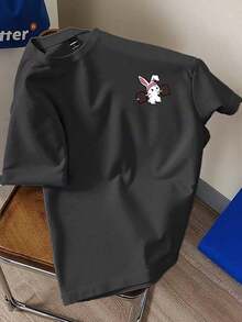 TPEK Cartoon Print Crew Neck T-Shirt - Dark Grey - View 11